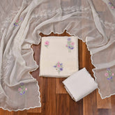 Organza Off-white Unstitched Suit